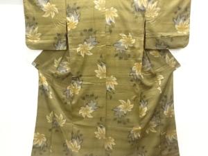 大正ロマン　葉模様織り出し銘仙着物